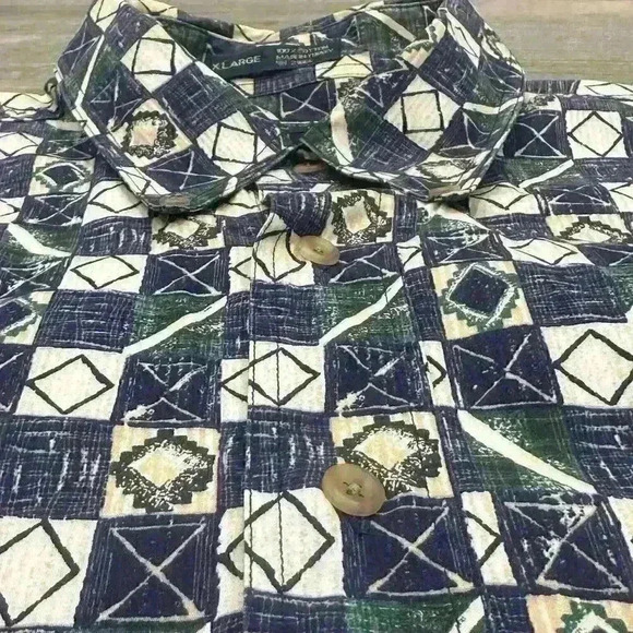 ENRO Short Sleeve ButtonUp Shirt Mens XL Geometric Print Luxury Designer Classic - Picture 3 of 10